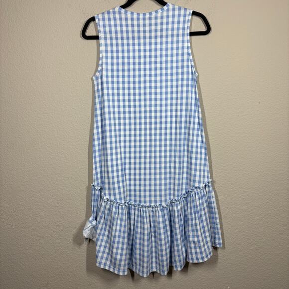 Crewcuts Girls Size 16 Gingham Drop Waist Dress Blue White Cotton Sleeveless - Picture 2 of 7